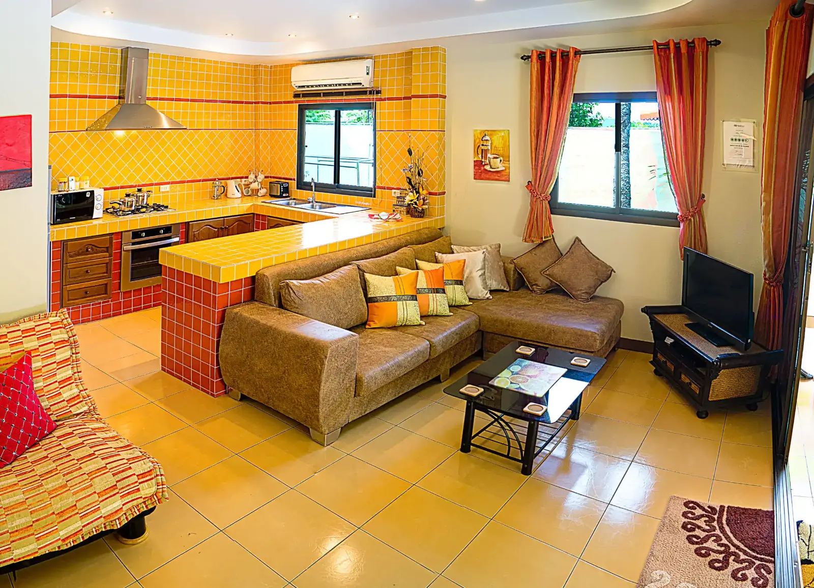 Coconut Paradise Villa lounge with pool view